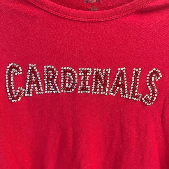 Style Co Ladies “Cardinals” Bling Long Sleeve Scoop Neck Tshirt, Size M - Picture 3 of 5